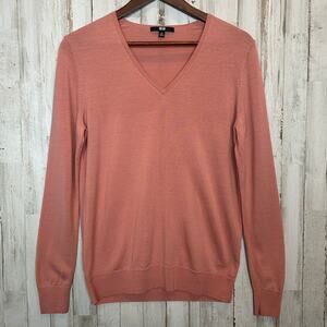 Uniqlo 100 Extra Fine Wool V Neck Sweater XL Pink Soft Girl Preppy Academia EUC